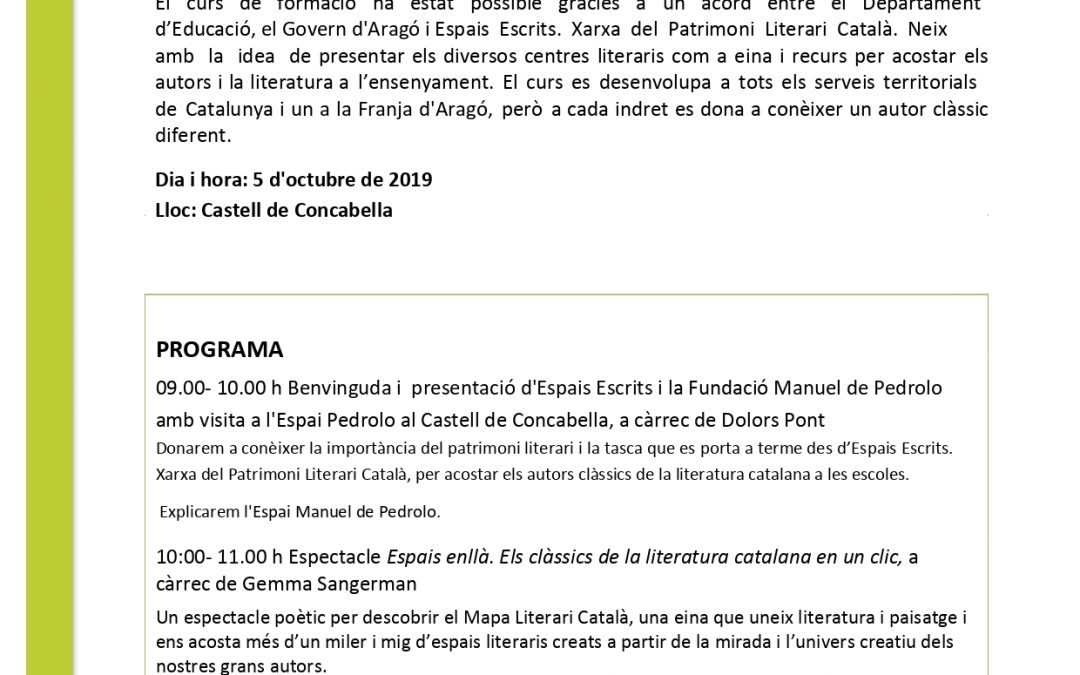05/10/2019 Espais Escrits: Manuel de Pedrolo a Concabella